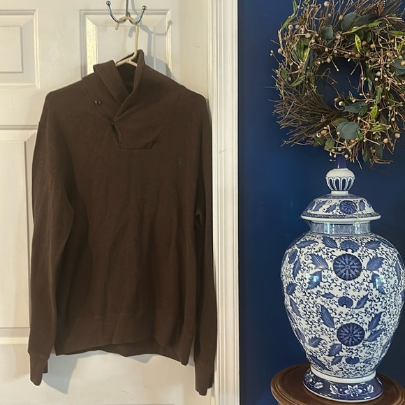 Polo Ralph Lauren Men's 2-Button Shoal Collar
Brown Pullover Sweater Size Large - Picture 1 of 9